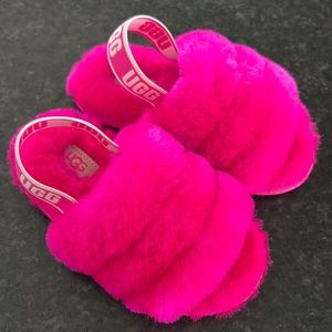 Brand New Ugg Fluff Yeah Slide in Pink Fur Toddler Size 9